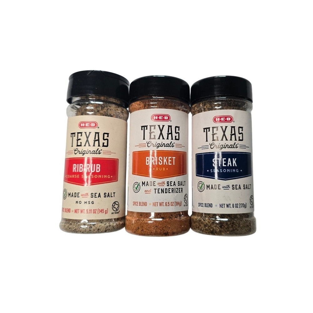 HEB Texas Originals BBQ Essentials Rib Rub Brisket Rub Steak Seasoning Set 3pk
